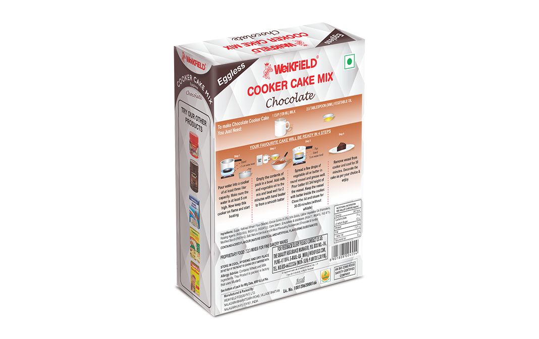 Weikfield Cooker Cake MIx Eggless Chocolate   Box  150 grams